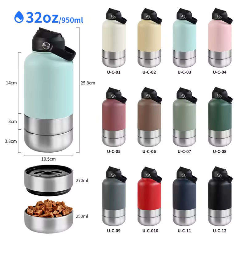 Bouteille de voyage isotherme tout-en-un pour chiens