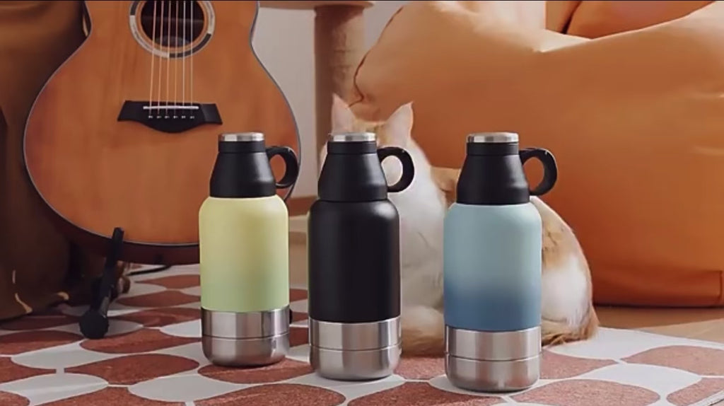 Bouteille de voyage isotherme tout-en-un pour chiens